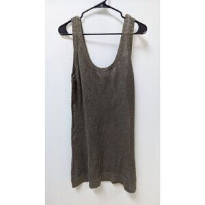 Nine West Woman Dark Grey Metallic Sheer Knit Coverup Dress